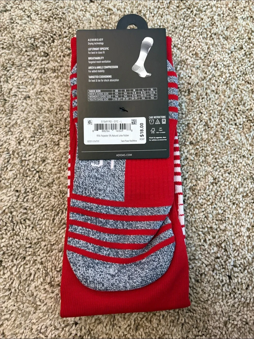 Adidas Over the Calf Red Soccer Socks